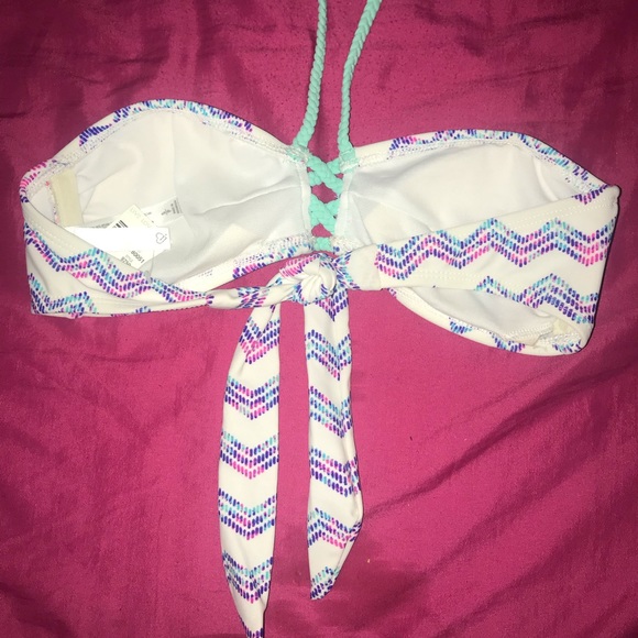 White and Multicolor Striped Bikini Top - Picture 3 of 3